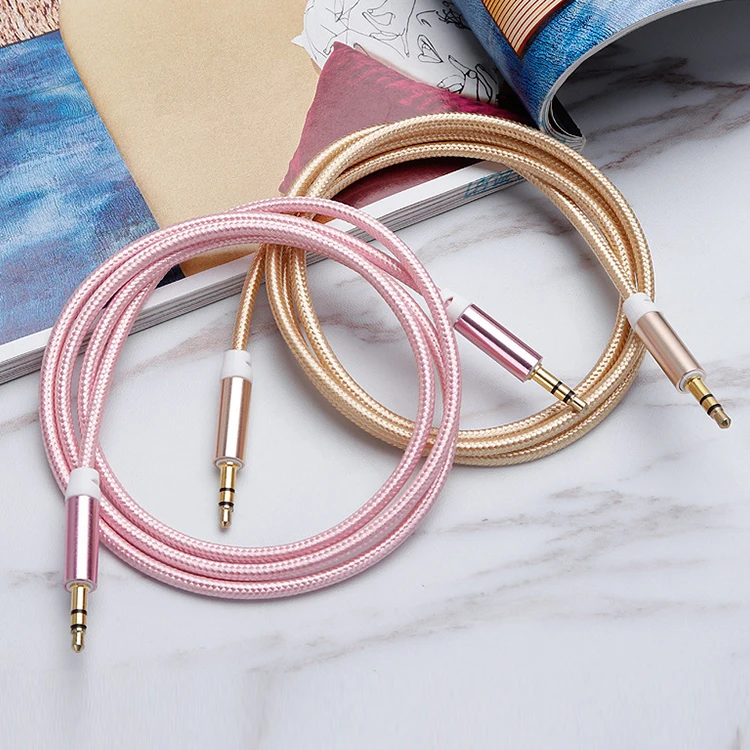 Nylon Braided Auxiliary Audio Cable  AUX Cable For Car Male to Male Gold Plated Aux to Aux cable Speaker Headphones 3.5mm