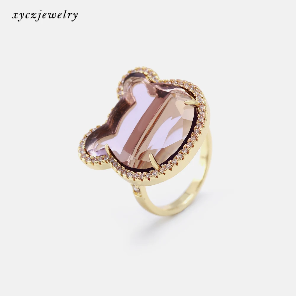Trendy jewelry animal bear ring 18K gold jewelry bear ring brass jewelry