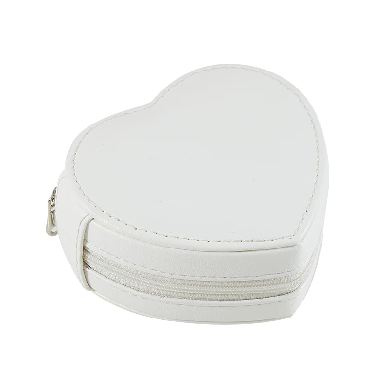 Wholesale Custom Logo Gift Storage Organizer Small Portable Jewellery Travel Case Joyero Pu Leather Heart Shape Jewelry Box