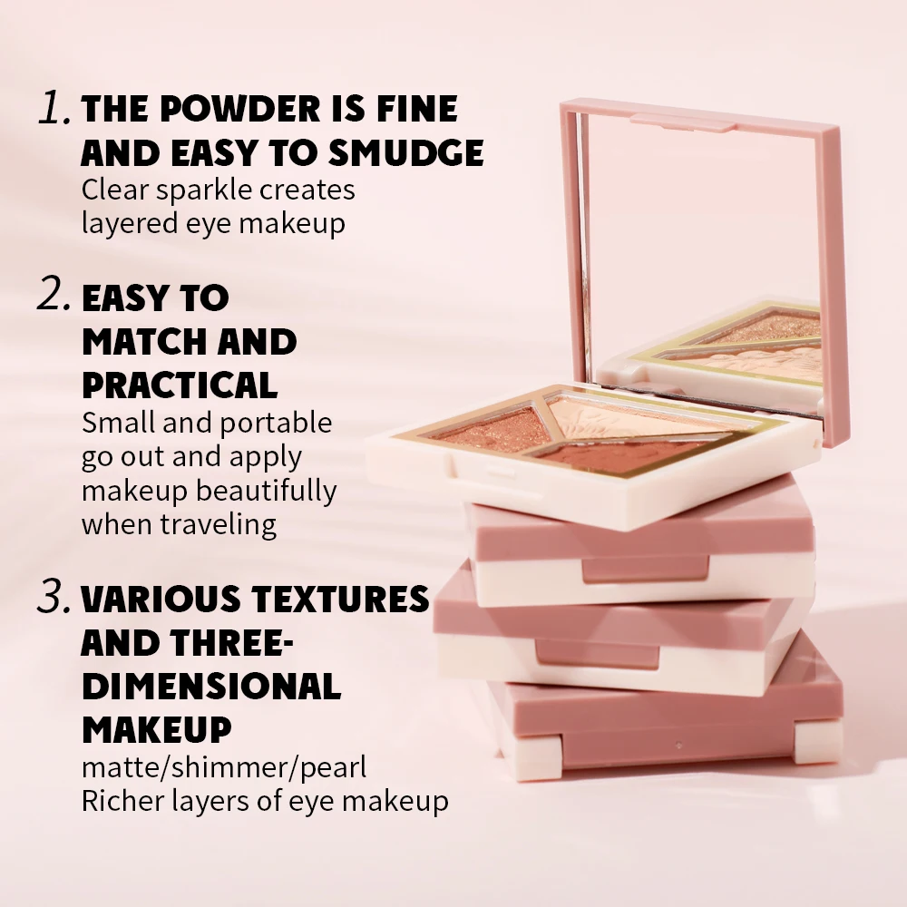 Wholesale 3 In1 Talc Free Pigmented Eyeshadow Palette Neutral Luxury Face Makeup Eyeshadows Palette Customized