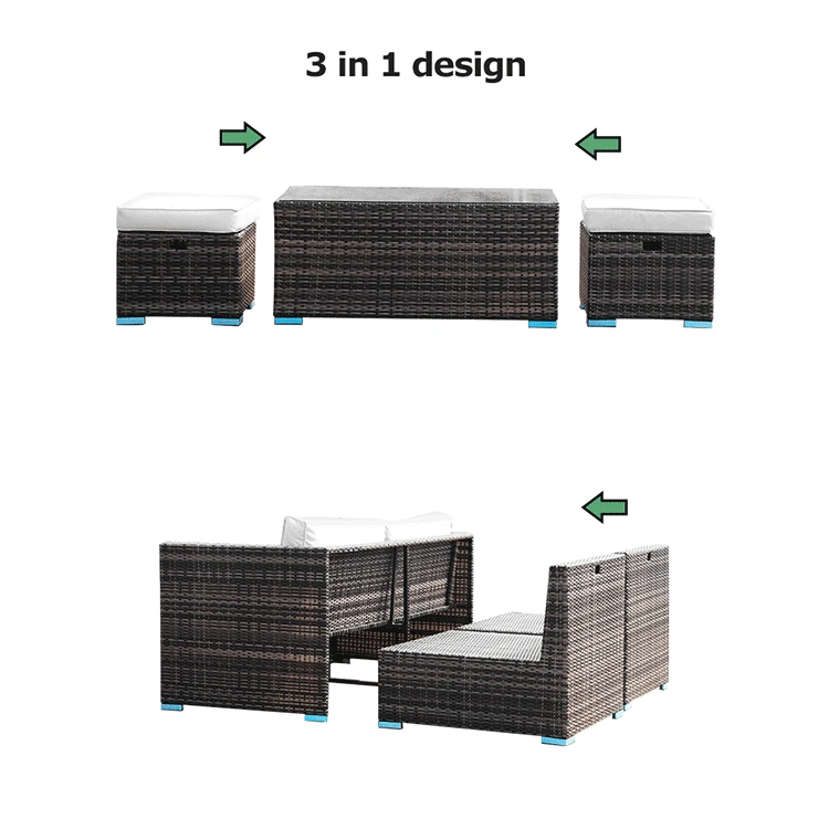 6pcs Outdoor Patio Furniture Sets PE Wicker Rattan Furniture Garden Furniture Sets With No Installation Required