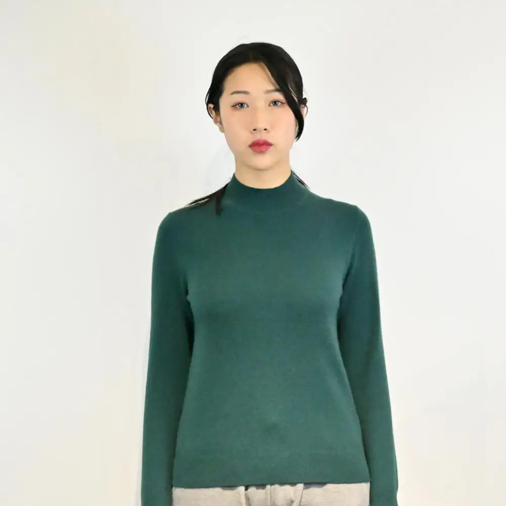 100% кашемировый Повседневный OEM базовый вязаный пуловер свитер 2020 Топ Модный Зеленый женский свитер с длинным рукавом и круглым вырезом на заказ