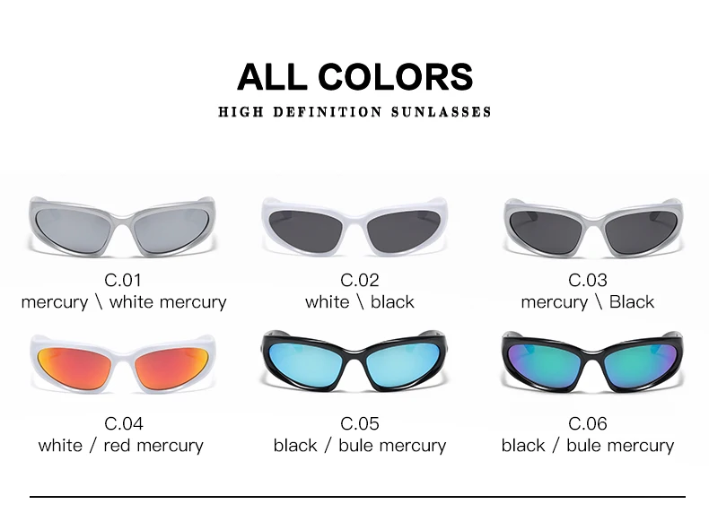 Super Hot Y2K Outdoor Cycling Sports Women Sunglasses 5119 Fashion Cool Colorful UV400 Lens Punk Sun Glasses for Men