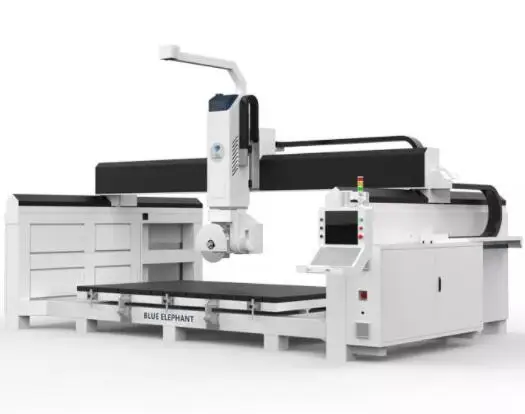 Low cost bridge saw stone cutting machine 5axis 3d stone working carving router with camera for quartz granite making for sale