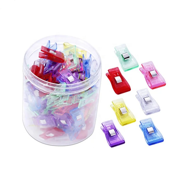 RTS 100pcs/Bottle Colorful Plastic Fabric Clip For Sewing Patchwork Clothes Sewing Clips