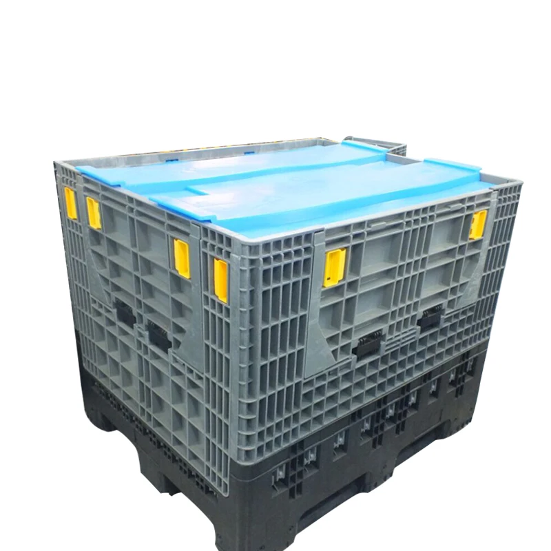 Large bulk heavy duty large stackable folding collapsible bulk plastic pallet foldable large box/bin container for storage