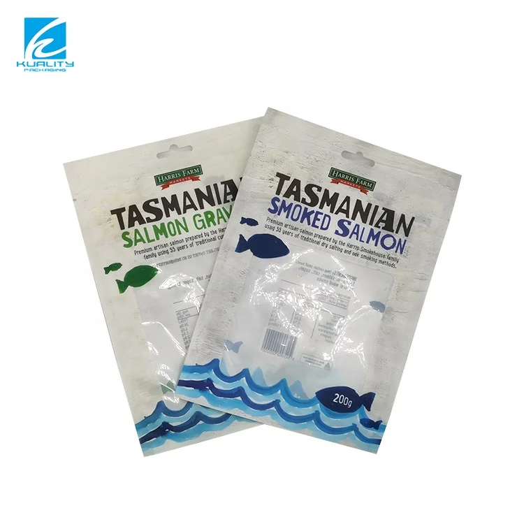 100% Recycle Plastic Laminated Plastic Flat Pouch For Sea Food