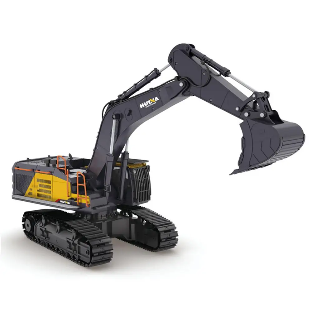 Huina 1592 1/14 Alloy Bucket RC Excavator Construction Vehicle Rechargeable Simulated Excavator Remote Control Car Gift for Kids