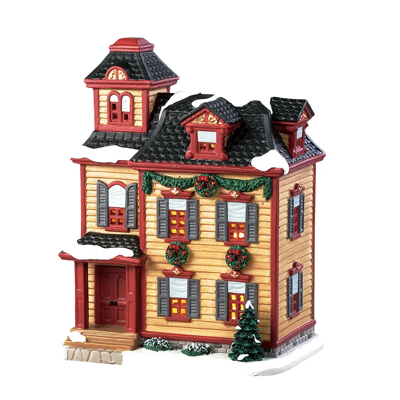 Tavern architecture house resin decorations House snow Resin Decor Christmas house decorations Christmas resin crafts