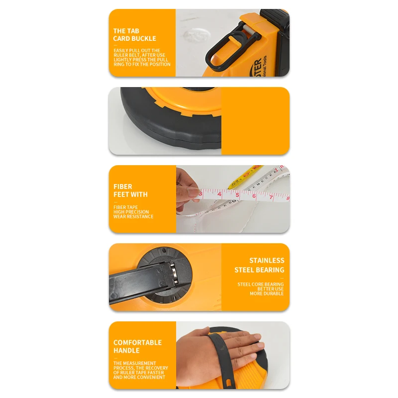 JUSTER High quality fiber ruler 20m,30m,50m tape tape disc ruler
