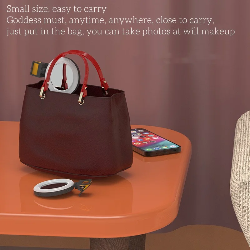 Multi-functional 3 Light Modes Portable Ring Fill Light 360 degrees Adjust Dimmable Mobile Phone Video Lamp