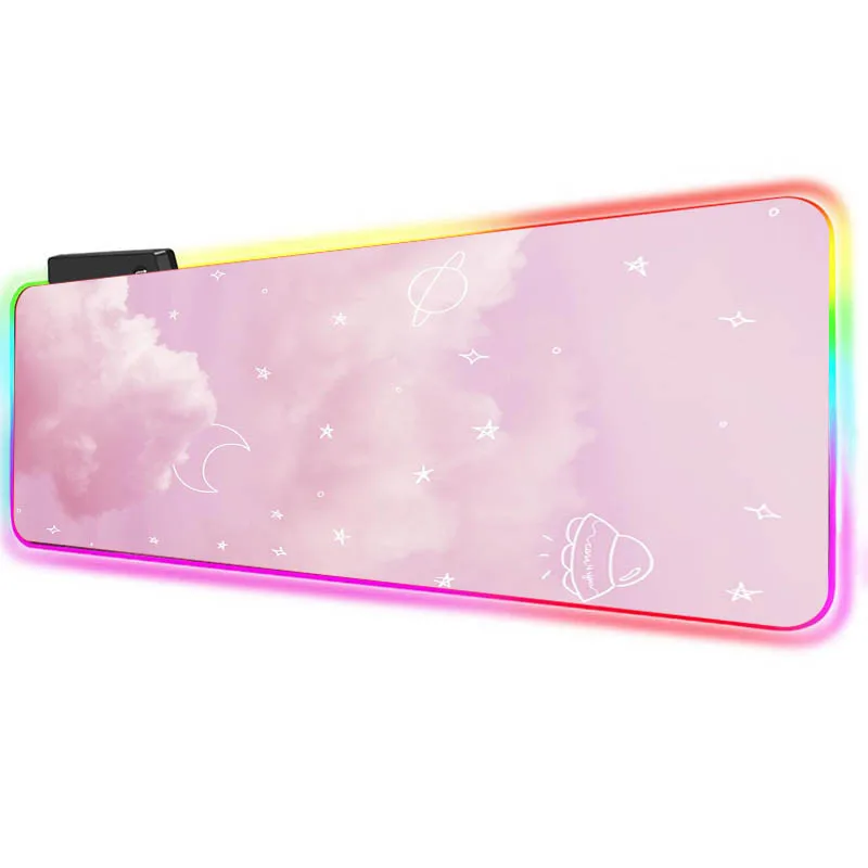 30x80 см розовые RGB аниме коврики светодиодная подсветка коврик Kawaii игровые аксессуары Настольный Сейлор