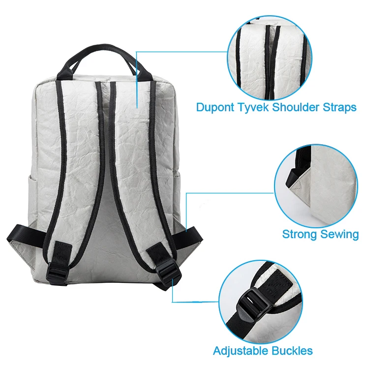 Juni fashion outdoor sports backpack custom casual travel rucksack waterproof dupont tyvek paper bagpack