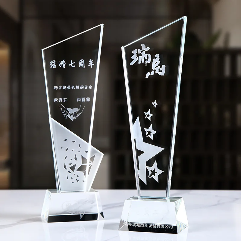 Guangzhou cheap wholesale blank custom logo laser engraved k9 Crystal Trophy award for business Gifts