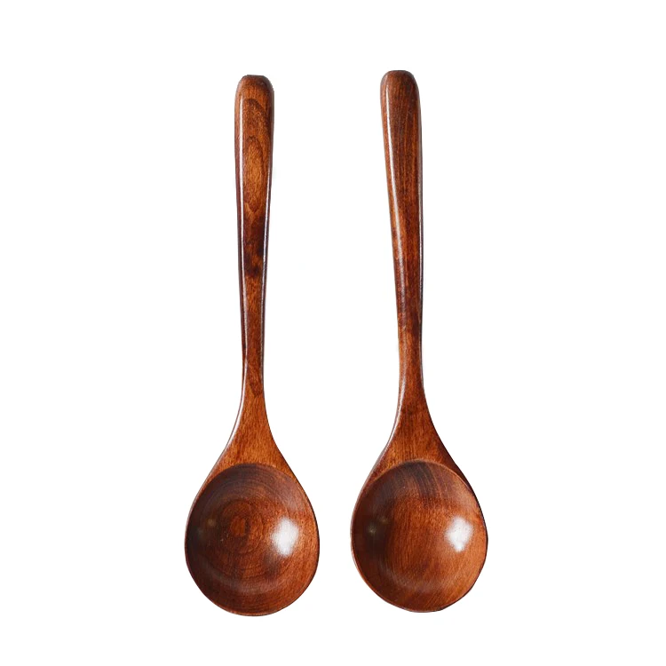 Factory Wholesale High Quality Kitchen Long Handle Wooden Spoon Edible Soup Spoon Customizable Logo Eco Friendly Wooden Spoon