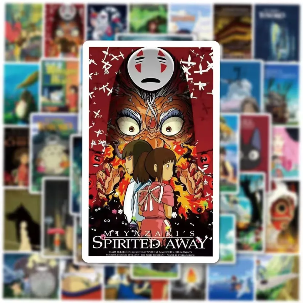 50Pcs Studio Ghibli Poster Style Graffi Stickers For Laptop Bottle Scrapbook Miyazaki Hayao Sticker Label Pack