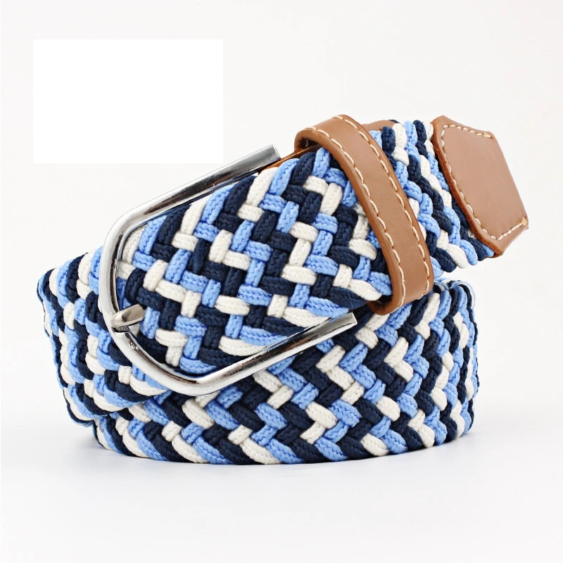 Customized Mens Elastic Navy Woven Rope Braid Belt braided elastic stretch belt