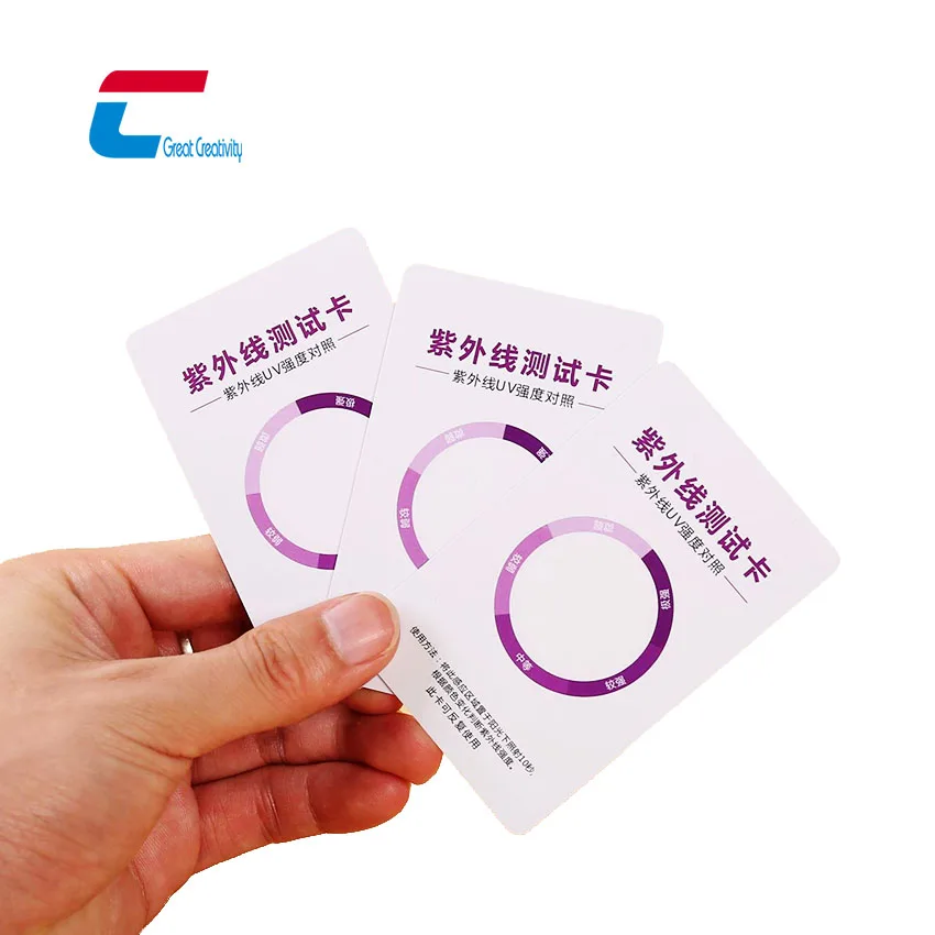 Custom Ultraviolet Ray Intensity Test Pvc Cards UV Sensor Pvc Uv Test Card For Sun-Proof Cloth