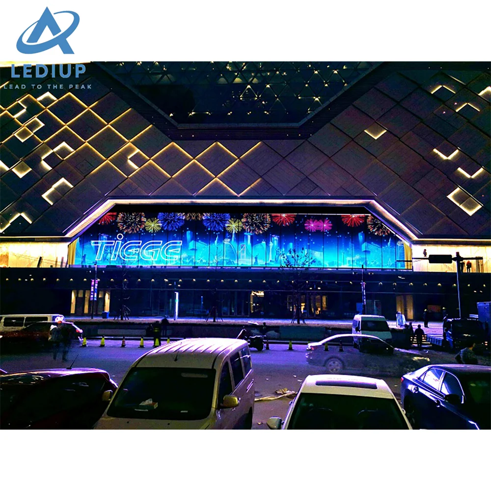 LEDIUP Led P4 P6 P8 P10 Гибкая клейкая светодиодная прозрачная пленка экран на стеклянной видеостенке сверхтонкая дисплей