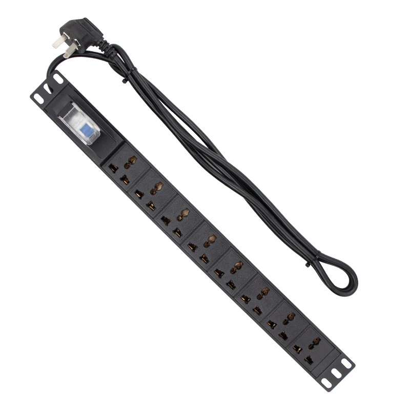 Hot sale 16a 250v universal PDU aluminum alloy shell 8 ways outlet rack mount pdu power strip