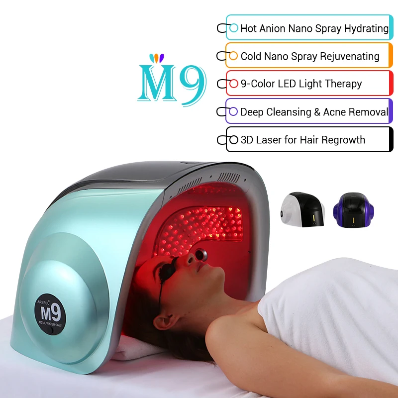 Photon Lamp Hair Regrowth Machine 9-Color LED Light Therapy Beauty Machine M9 Facial Beauty Machine