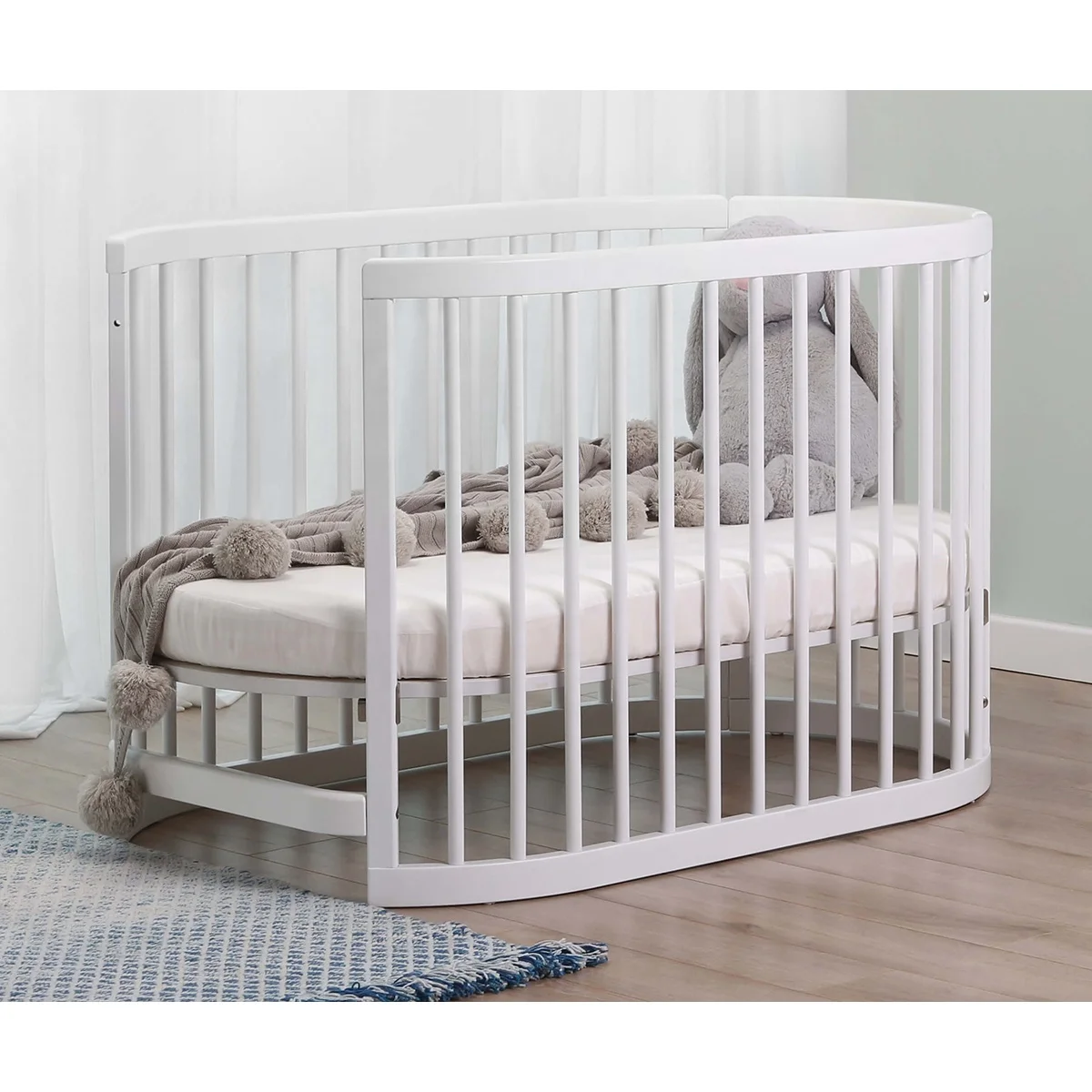 Boori 3 in 1 AUS certified Small Oval Wooden Convertible Baby Cribs