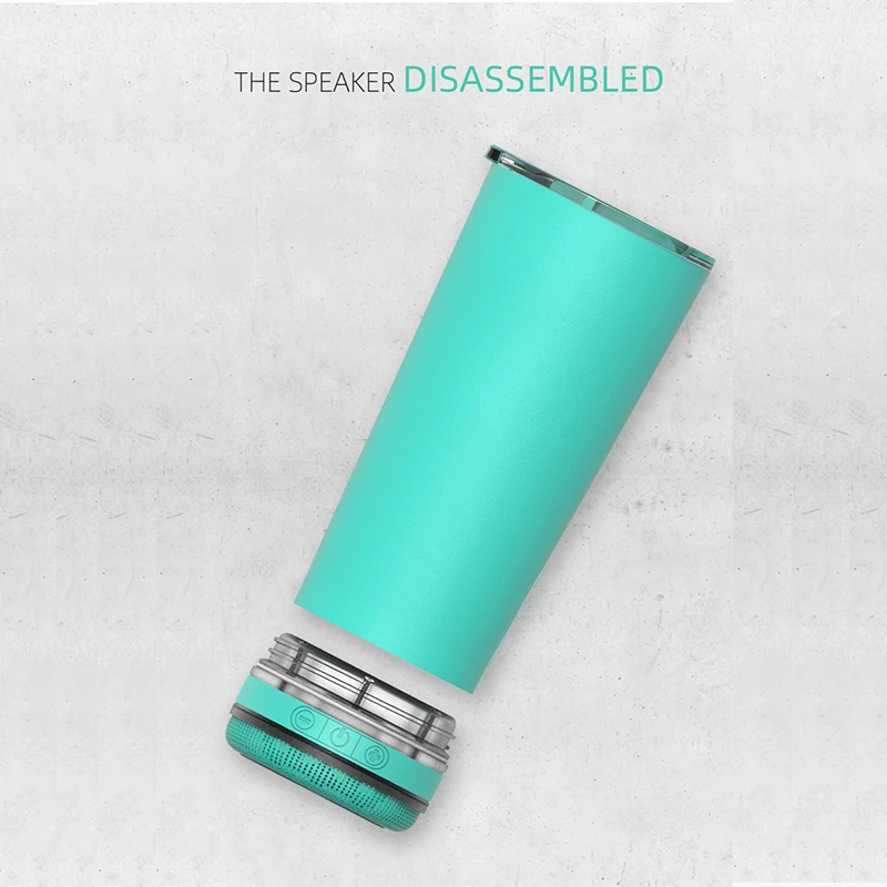 Bottom with detachable LED light Food Grade Material Water bottle Wireless Speaker Sports Music Blue Tooth speaker cup With Lid