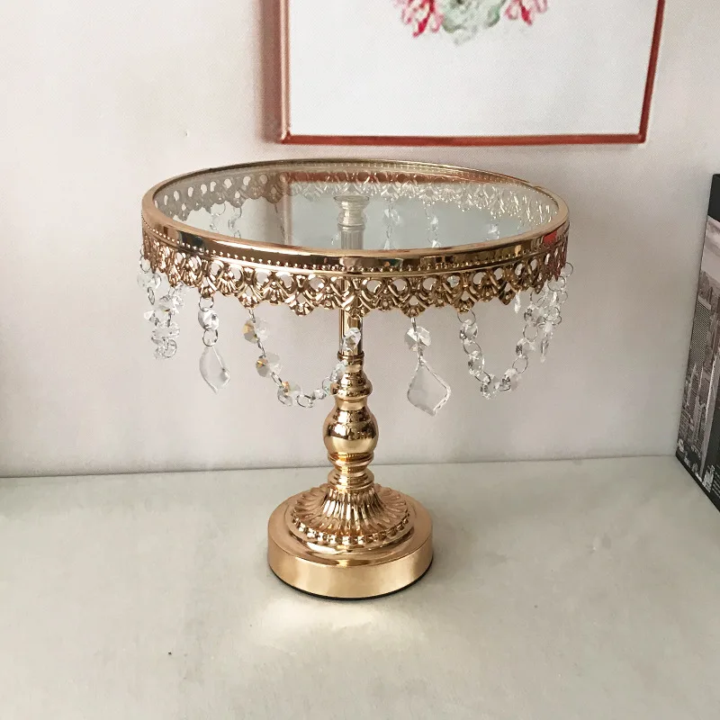 V279 High Quality Cake Stand Wedding Decoration Wedding High Cake Stand Glass Tray Round Dessert Display Stand For Wedding Table