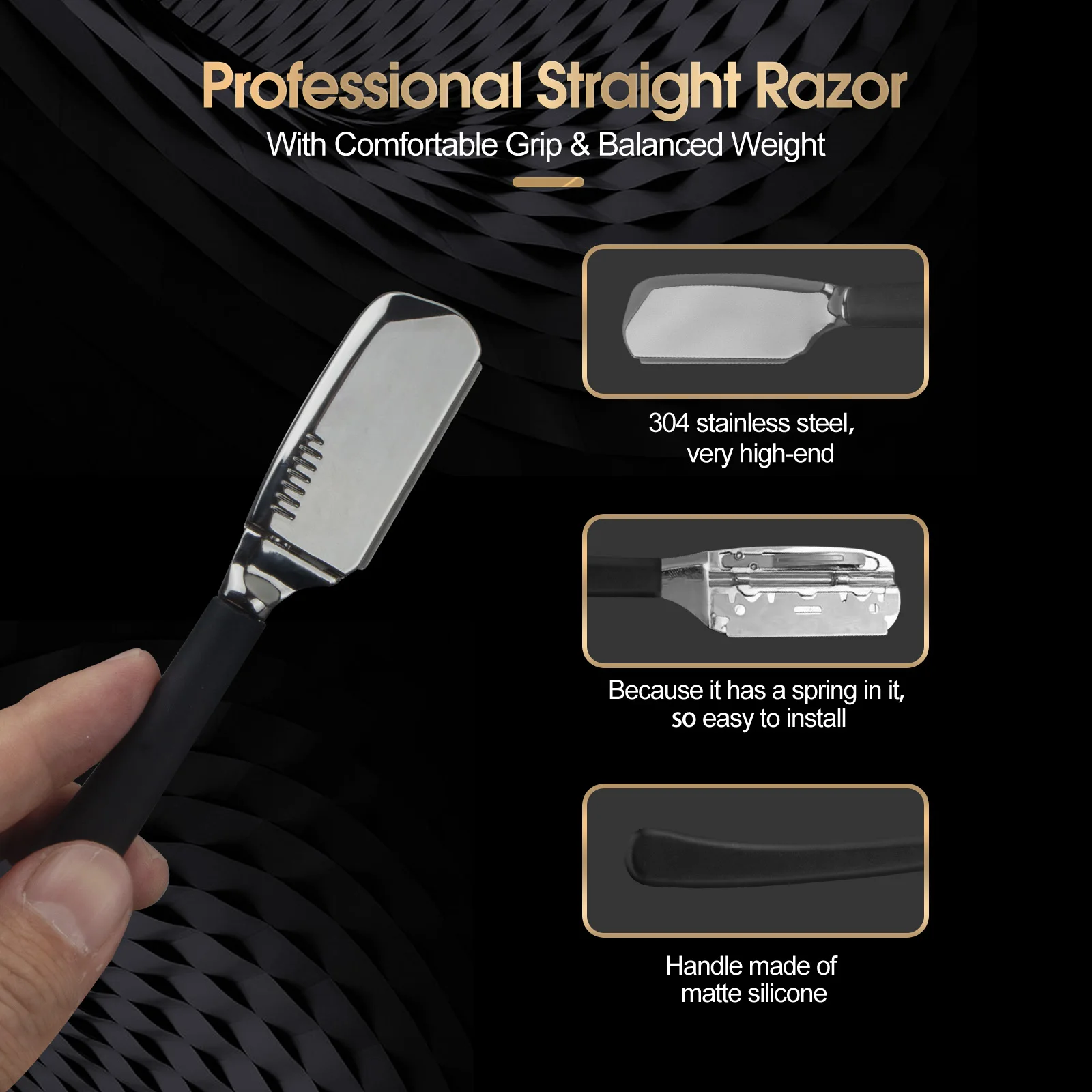 Straight Edge Razor Zinc Alloy Barber Razor Men Shaver Custom Logo Plastic Rubber Men System Safety Razor
