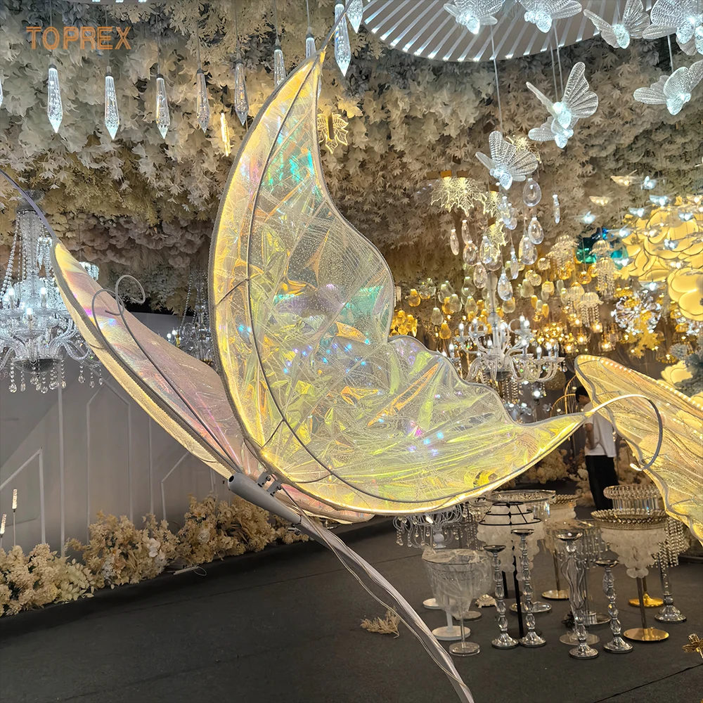 Led Butterfly Led Light Stand Wedding Stage Props Decorative Up Rainbow Butterfly Led For Wedding