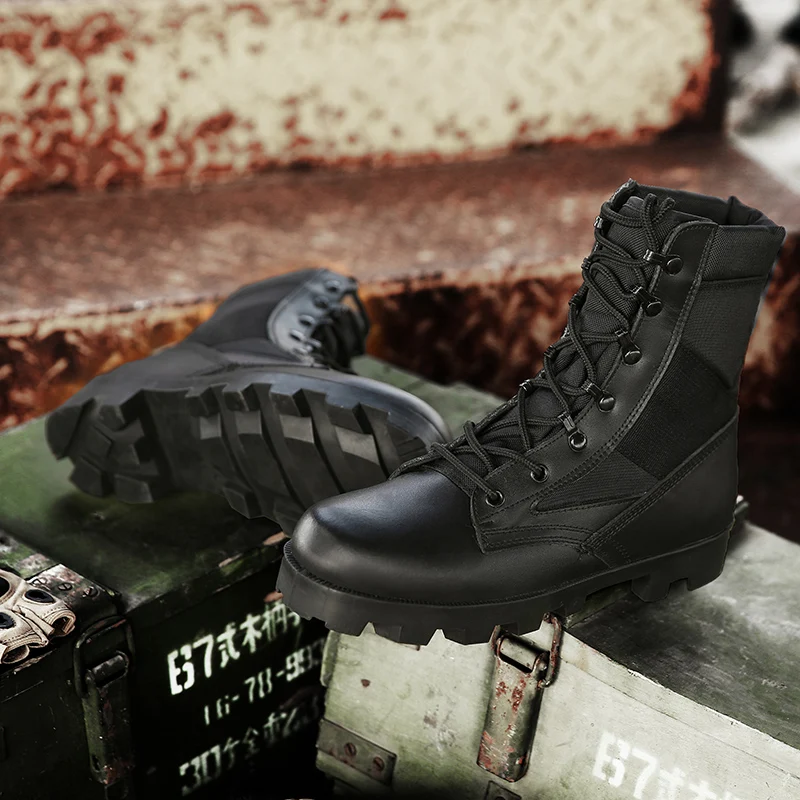 Мужские уличные ботинки для скалолазания тактические тренировочные армейские дышащие кожаные пешего туризма пустынные кроссовки