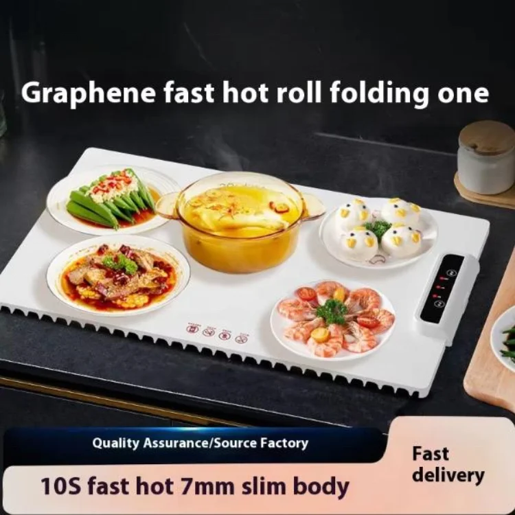 Food Warming Mat Fast Heating Silicone Electric Warming Tray Raised Feet Protects Table Roll Up Buffet Hot Plates Heat Pad