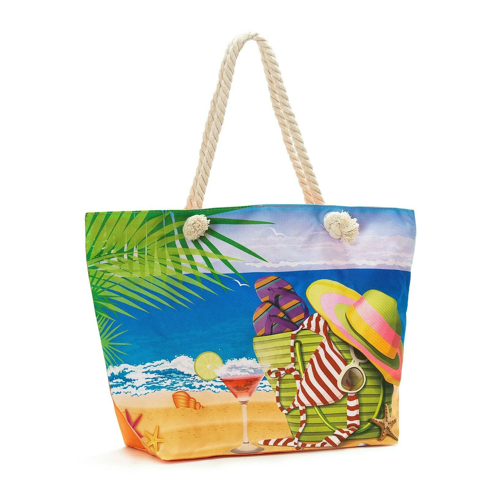 Wholesale Women Thick  Fabric Long Strap Big Shoulder Beach Canvas Tote Bag With Rope Handle