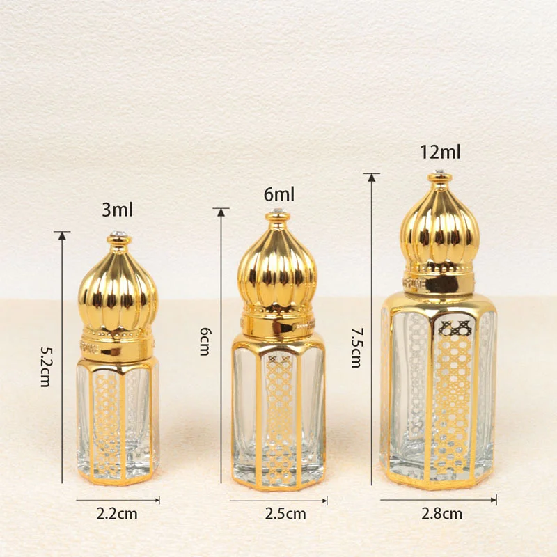 Golden Middle East magic lamp dubai luxury  customized OEM Rolling beads essential oil perfume glass bottle