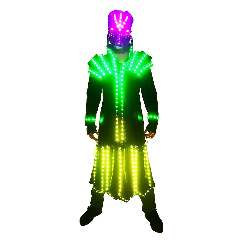 LED Suit & Helmet Illuminated Luminous Performance Stage Costume Bar & Clothes for Graduation & Event
