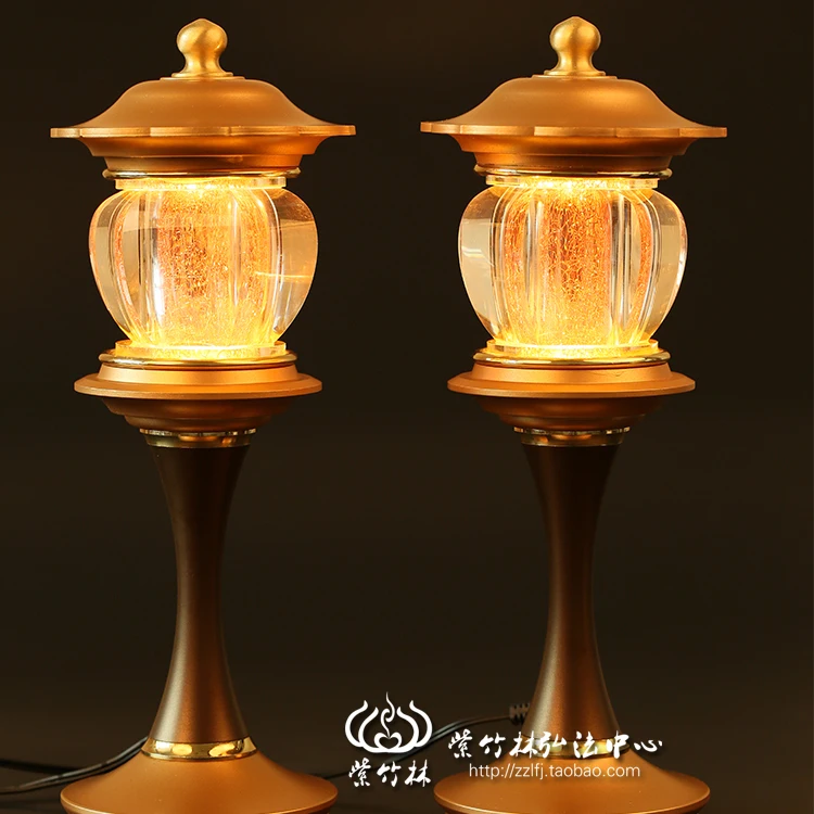 Crystal lamp for Buddha, butter  long light, LED pure copper Buddha electronic candle, lotus