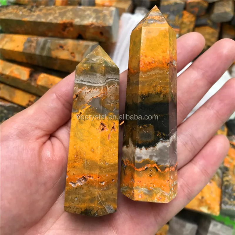 Wholesale high quality natural crystal point wand bumblebee jasper tower for decoration