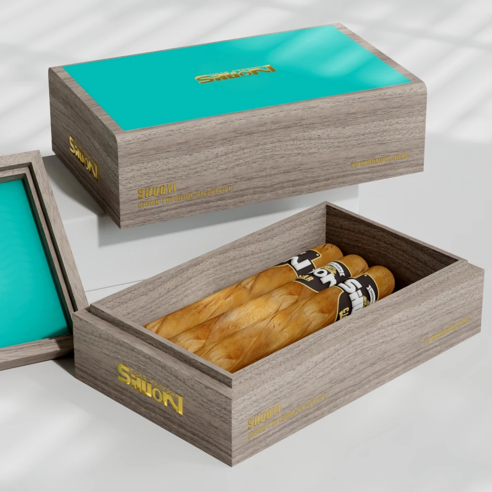 PVC Wooden custom cigar boxes cigar holder Storage Colorful custom cigar bands Box
