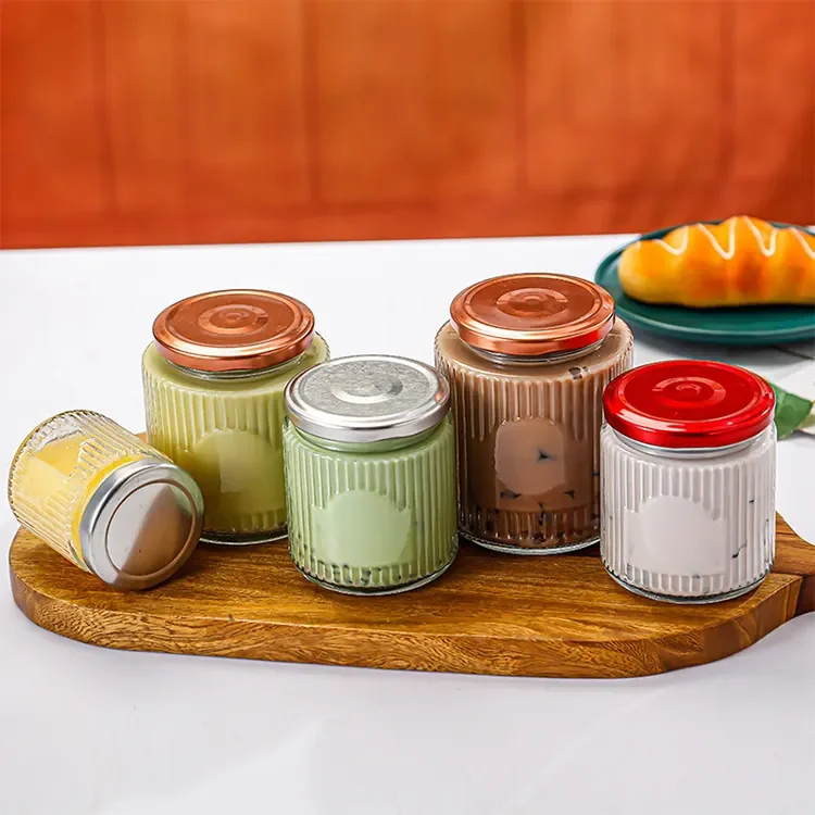 8 oz 16oz clear round food grade storage jam sauce canned pickle glass jar kitchen food containers