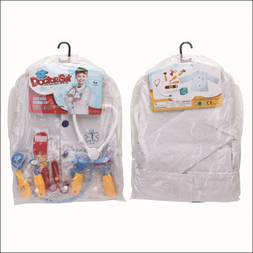 Low MOQ Kids Pretend Play Game Doctor Series Costume Kids Fancy Dress Up Doctor Costume With Doctor Toy Tool