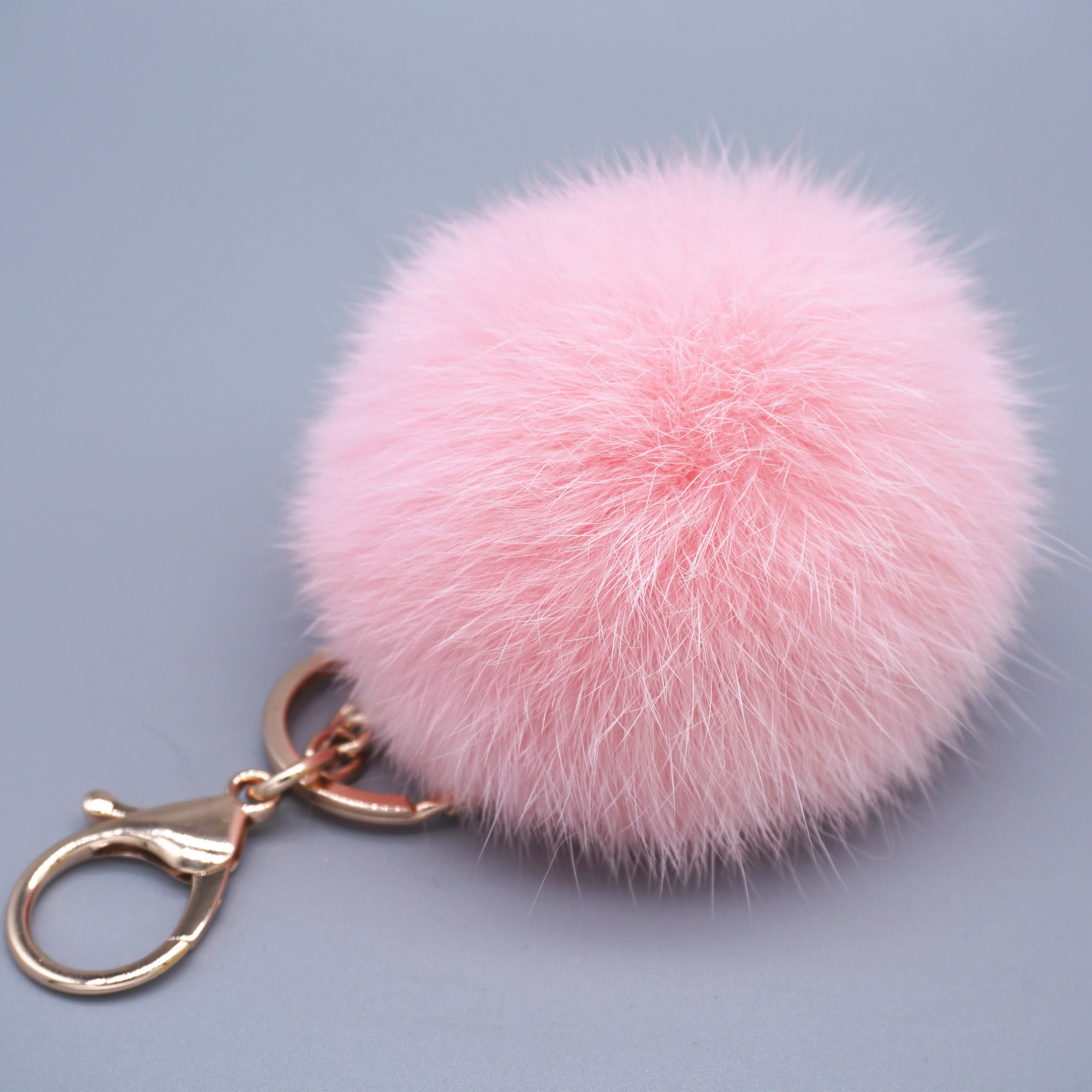 Wholesale Multicolor Good price cute all sizes real rabbit ball fur Pom Pom keychain as purse charm decoration