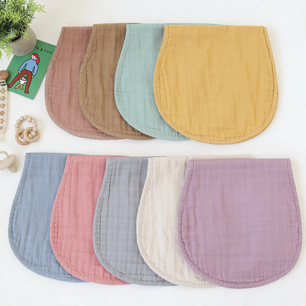 High Quality 100% Organic Cotton 6 Layers Solid Color Super Soft Bib And Muslin Burp Cloths Burping Towel For Baby
