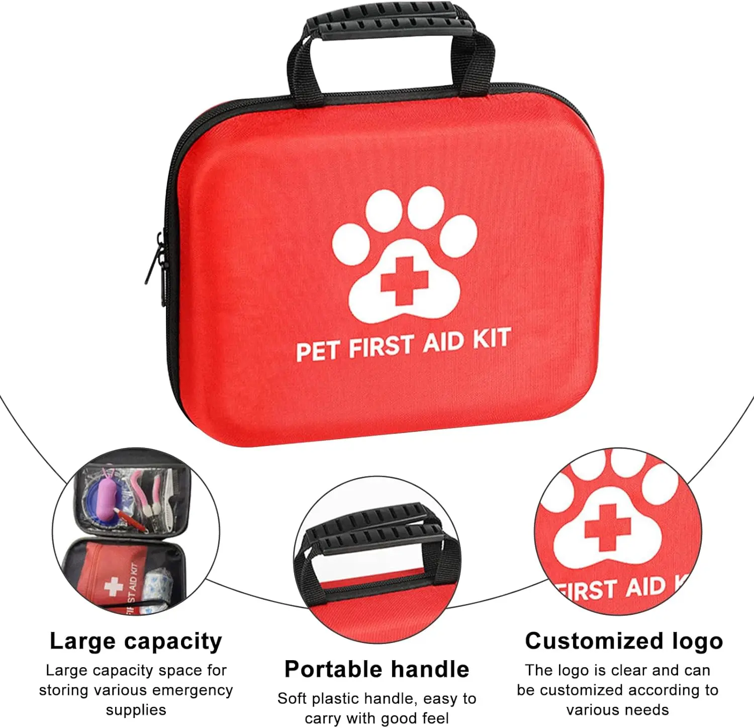 Anthrive Outdoor Portable EVA Waterproof Emergency Dog Cat Pet First Aid Bag Kit For Travel Camping With Medical Supplies
