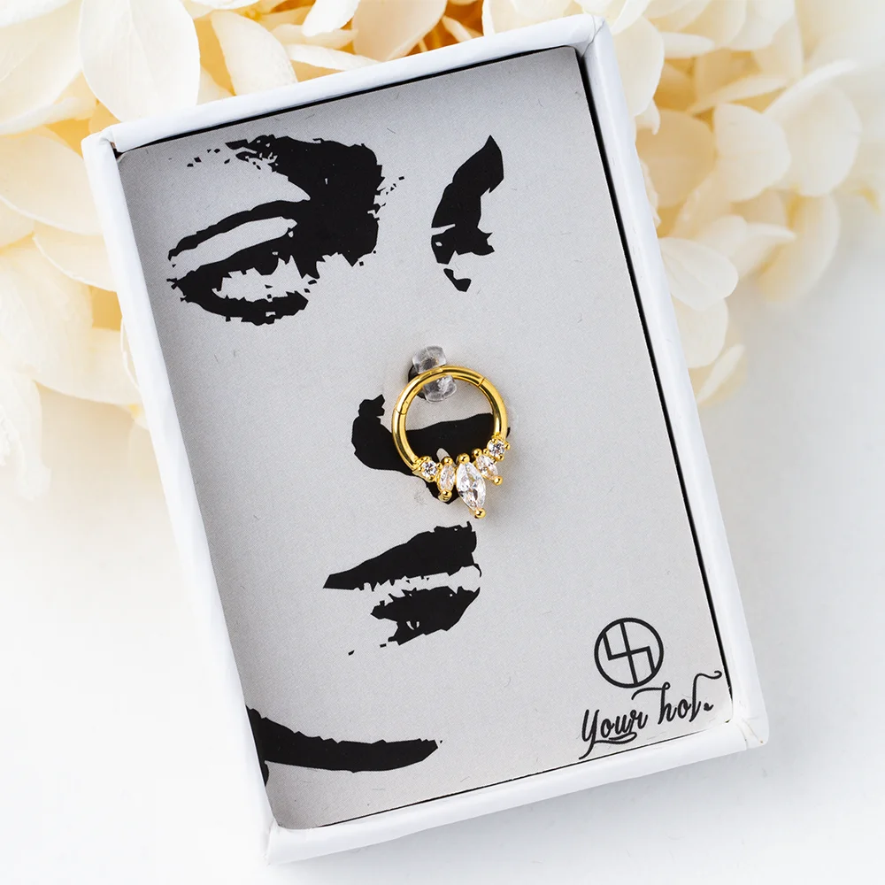New Design Tarnish Free16G Indian Gold Nose Rings Stainless Steel Piercing Jewelry for Women