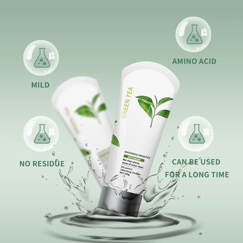 Deep Cleaning Green Tea Face Cleanser Refreshing Anti Acne Moisturizing Foam Plant Amino Acid Facial Cleanser