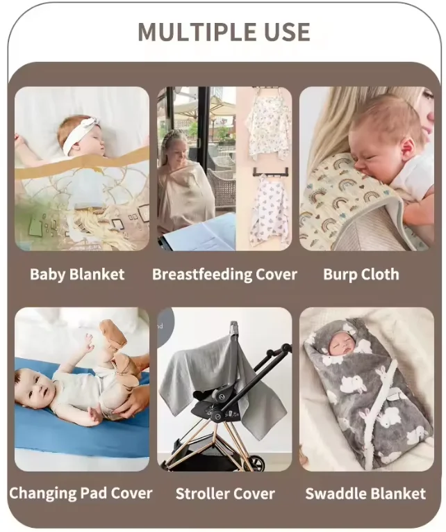 Organic 200TC Knitted Baby Muslin Swaddle Wrap Blanket Soft Comforter with Festival Animal Dot Print Perfect Gift Idea