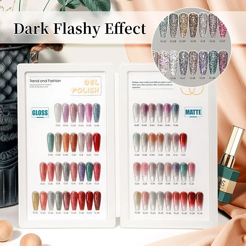 AS 30 colors Burst Flashing Super Shiny Neon reflective gel polish set Sparkly disco diamond gel nail polish OEM ODM