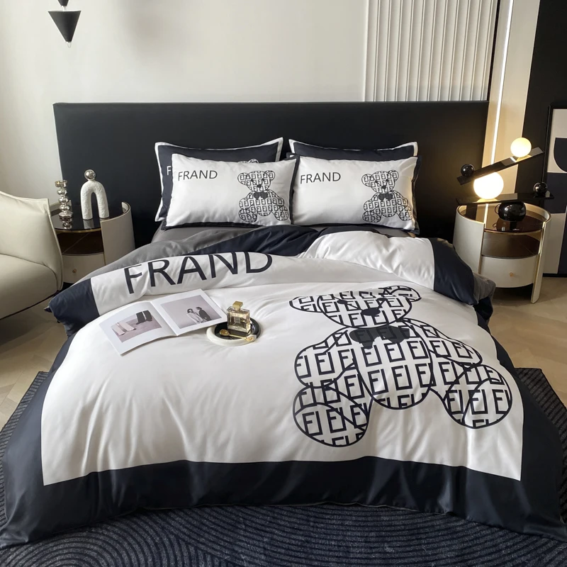 Luxury double sided natural healthy friendly printing dyeing silver cool popular lyocell tencel bedsheet bedding set