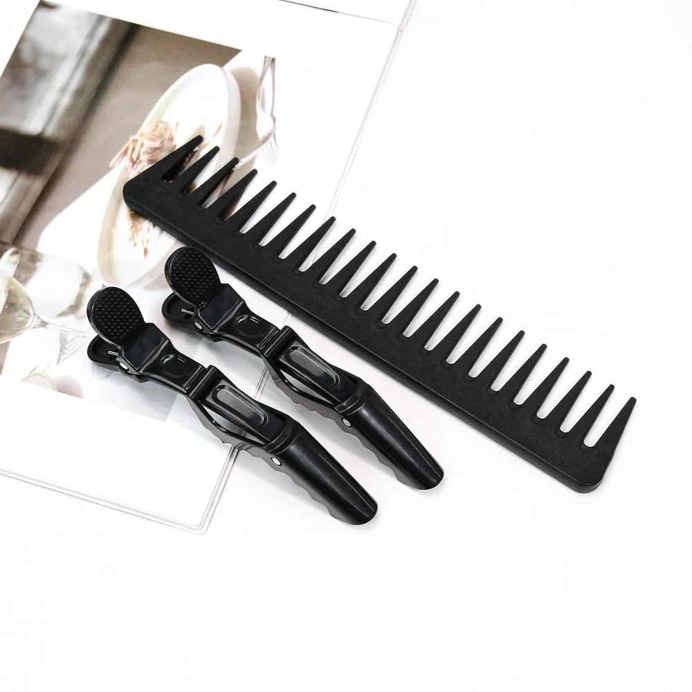 Amazing Hair Care Set Electroplating ABS Hair Brush Metal Pins Wide Tooth Comb Brush Cleaner and Clips