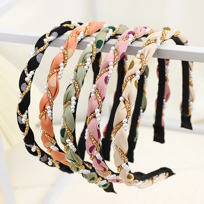 Personality 2022 womens accessories pearls wedding hair accessories plain hair ribbon